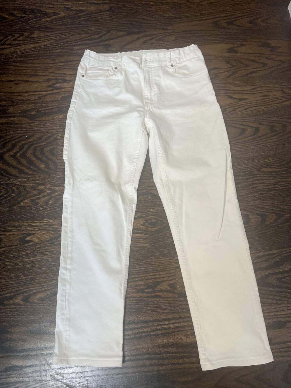 Zara Girls Straight Leg White Jeans - Adjustable waist - size 13-14 GIRLS